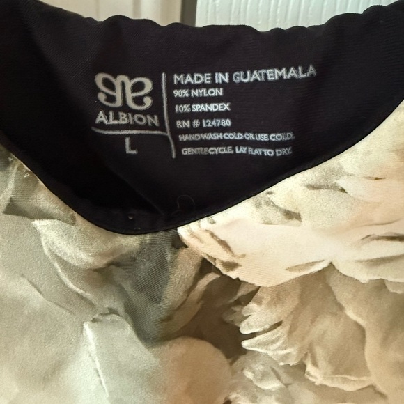 Albion Fit Rise Bralette Swim Top Large Green with white Flowers - Picture 2 of 4